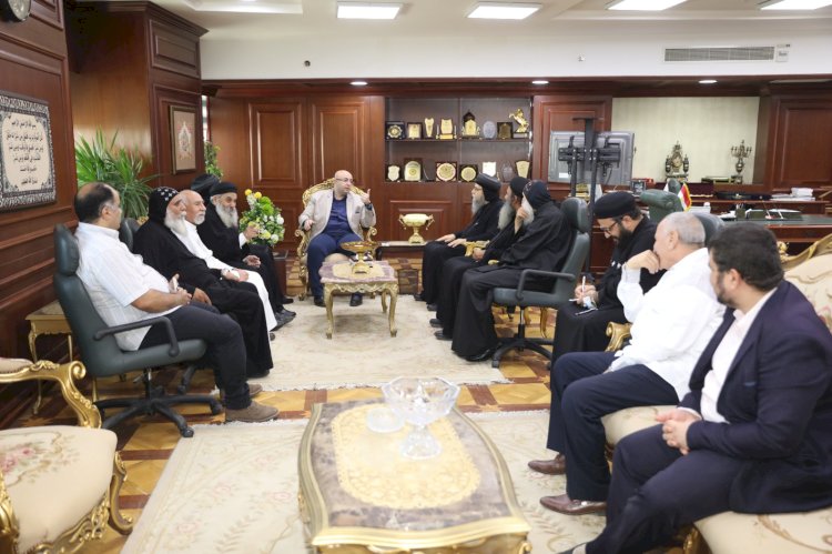 محافظ بني سويف يتلقى التهاني بعيد الأضحى المبارك من  قيادات وممثلي الطائفتين الأرثوذكسية والكاثوليكية