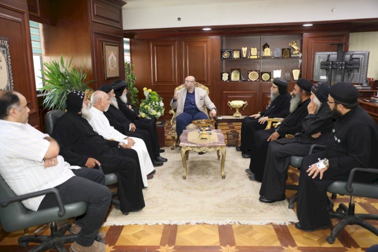 محافظ بني سويف يتلقى التهاني بعيد الأضحى المبارك من  قيادات وممثلي الطائفتين الأرثوذكسية والكاثوليكية