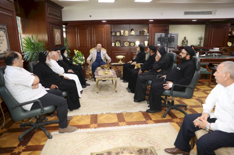 محافظ بني سويف يتلقى التهاني بعيد الأضحى المبارك من  قيادات وممثلي الطائفتين الأرثوذكسية والكاثوليكية