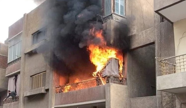 حريق هائل بشقة سكنية بالمنيا