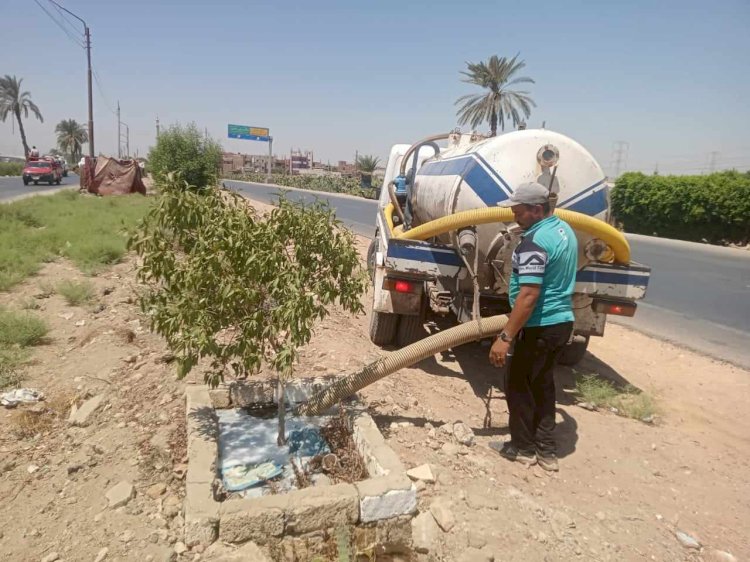 زراعة 145 شجرة زينة ومثمرة بمطاي وعمليات ري للأشجار بسمالوط