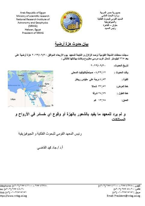 حقيقة زلزال الرابعة فجرا بمرسي مطروح