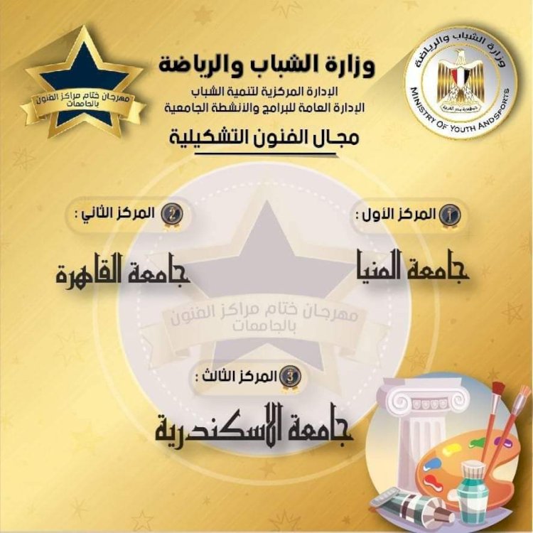 جامعة المنيا تفوز بالمركز الاول في مجال الفنون التشكيلة