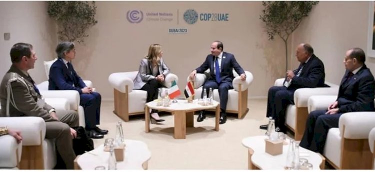 السيسي يلتقي رئيسة وزراء إيطاليا على هامش أعمال قمة المناخ "كوب ٢٨" بدبي