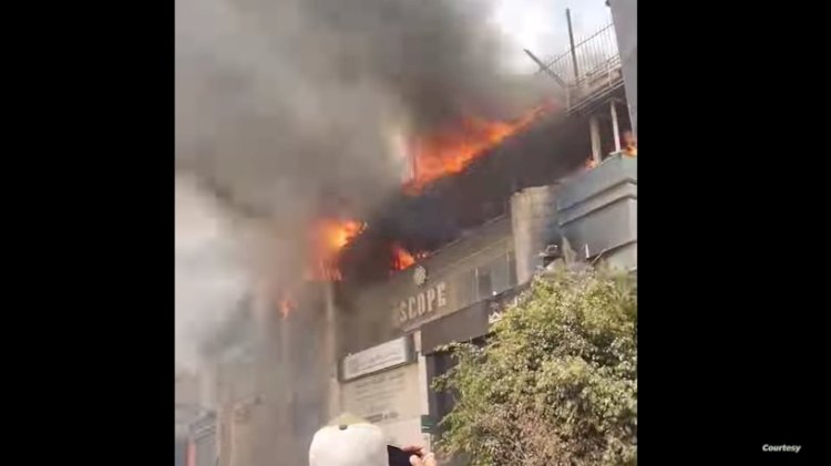 تفاصيل حريق منطقة البنوك بالتجمع الخامس