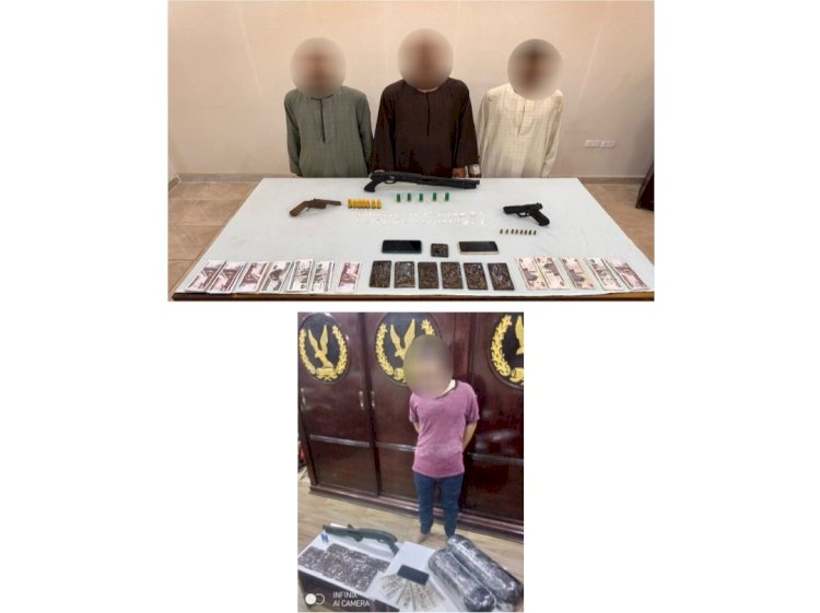 القبض علي تجار المخدرات والاسلحة بأربعة مخافظات