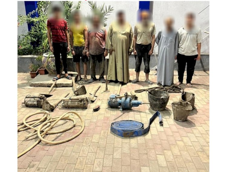 ضبط "٧"متهمين اثناء قيامهم بالتنقيب عن الاثار بالغربية