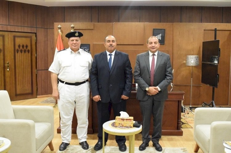 رئيس جامعة بنى سويف يهنئ اللواء أسامة جمعة لتوليه منصب مدير أمن بني سويف