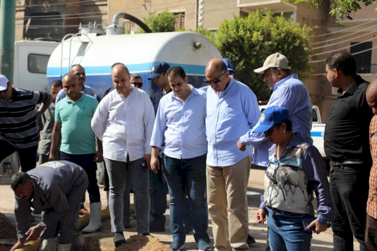 محافظ المنيا يتفقد أعمال الإصلاح ويوجه بسرعة الانتهاء منها وعودة ضخ المياه