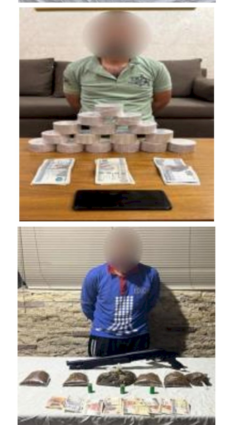 القبض علي ٢١ متهم بحوزتهم كوكتيل مخدرات واسلحة بالقاهرة