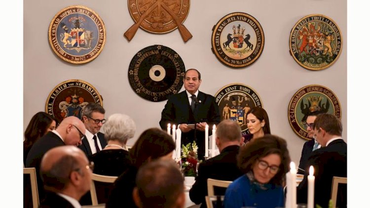 نص كلمة الرئيس السيسي خلال مأدبة العشاء التي أقامها على شرف ملك وملكة الدنمارك