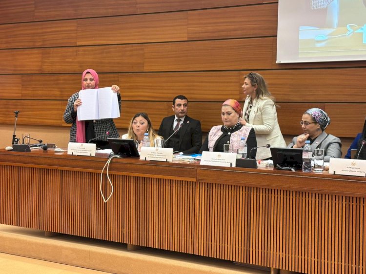 لأول مرة وزارة التضامن  والمجالس القومية يتجمعون  علي هامش UPR بجنيف