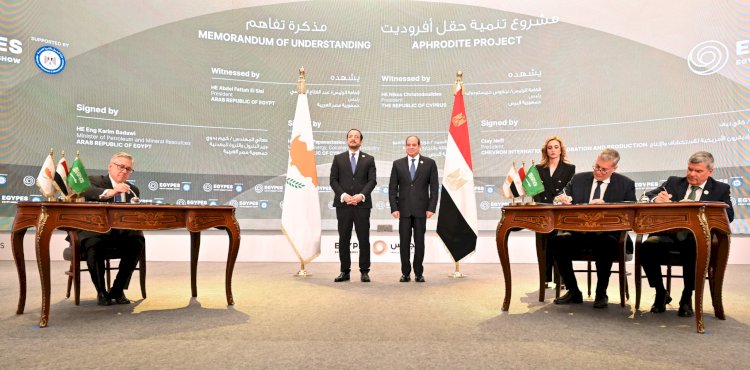 السيسي وكريستودوليديس شهدا توقيع اول اتفاقيتين  لبدء تنمية اكتشافات الغاز