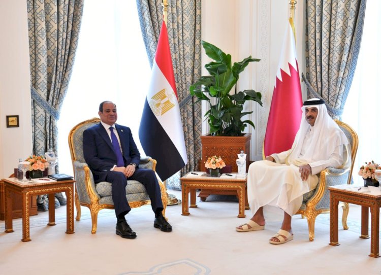 السيسي وأمير قطر يبحثان وقف إطلاق النار في غزة