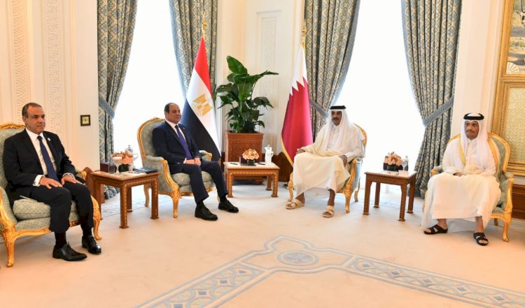 بيان مشترك من مصر وقطر بعد اجتماع السيسي وتميم