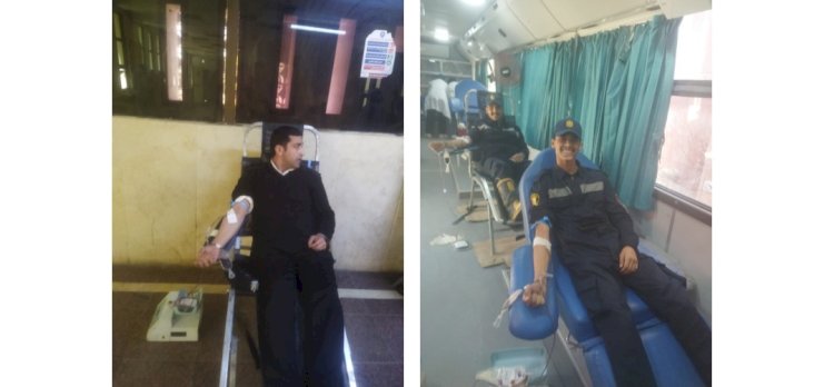 رجال الشرطة بمديرية أمن الوادى الجديد يتبرعون بدمائهم لانقاذ المرضي