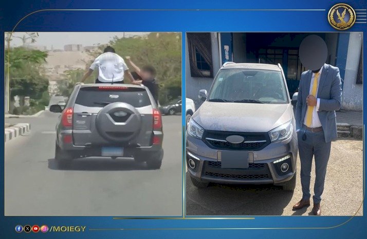 ننشر فيديو السماح لبعض الأشخاص بالجلوس خارج وأعلى السيارة بالقليوبية
