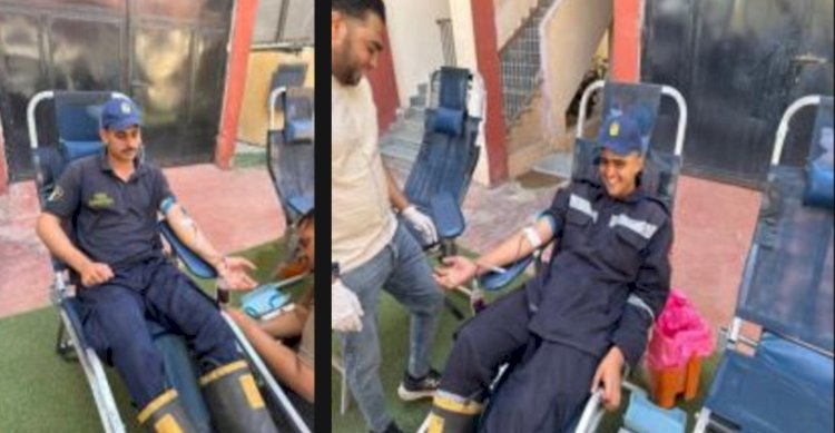 رجال الشرطة يتبرعون بدمائهم للمرضي بمديرية أمن الوادى الجديد