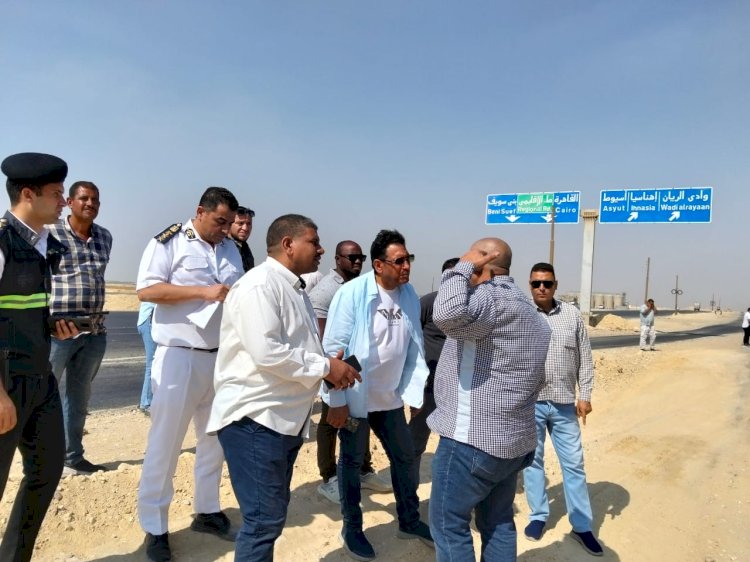 سكرتير مساعد بني سويف يتابع واقعة هبوط بالطريق الصحراوي الغربي