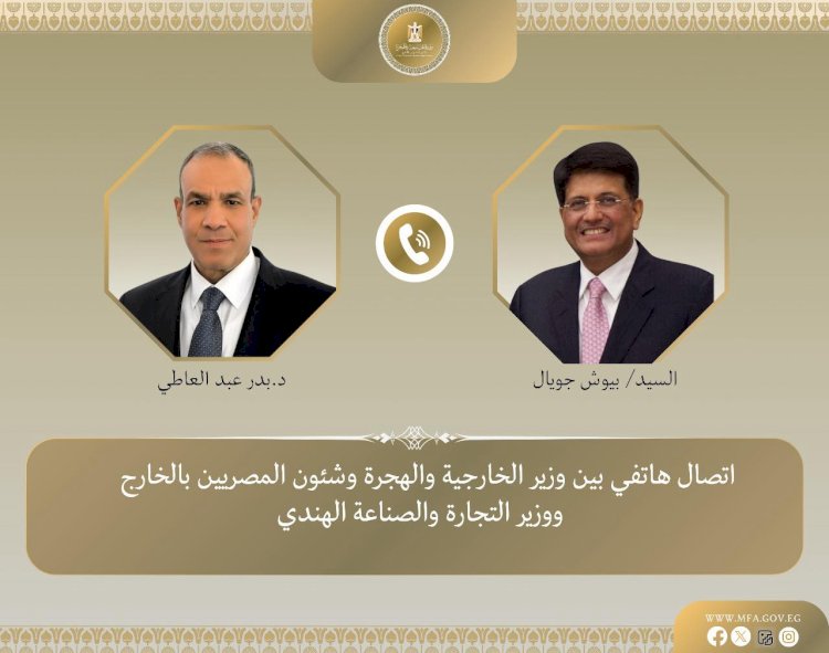 وزير الخارجية يبحث مع وزير التجارة والصناعة الهندي سبل تعزيز التبادل التجارى