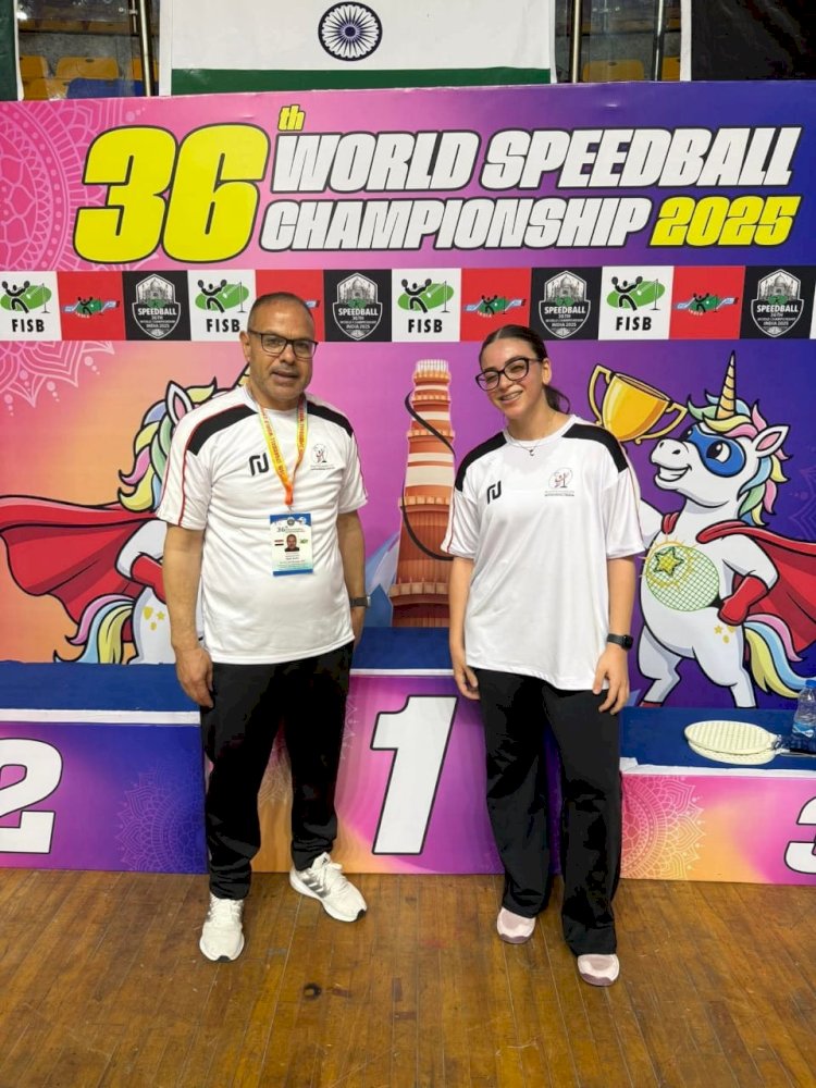 خديجة ويوسف أول العالم والميدالية الذهبية فى كأس العالم لكرة السرعة بالهند