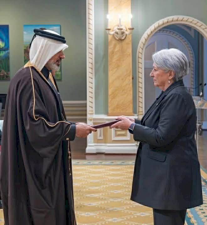 السفير طارق الأنصاري يقدّم أوراق اعتماده سفيرًا فوق العادة مفوضًا لدولة قطر لدى كندا