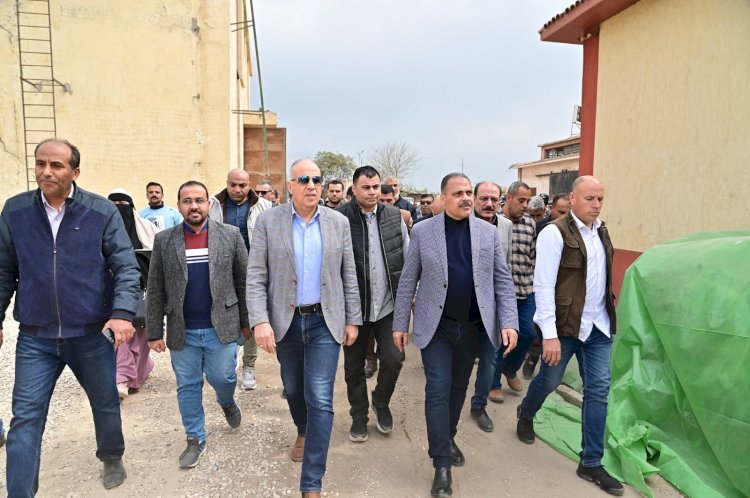 وزير الري ومحافظ الشرقية يتفقدان أعمال تغطية مصرف ببلبيس