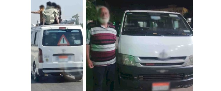 فيديو السماح للركاب بالجلوس أعلى السيارة يضع السائق امام الاجراءات القانونية بالدقهلية