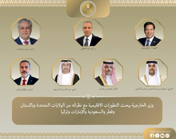 وزير الخارجية يبحث التطورات الاقليمية مع نظرائه من الولايات المتحدة وباكستان وقطر والسعودية والإمارات وتركيا