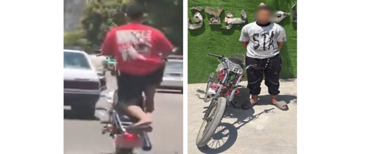نكشف فيديو قيام قائد دراجة باداء حركات استعراضية بالقاهرة