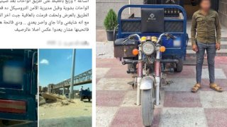 حقيقة منشور قيام سائق "تروسيكل" بالسير أعلى الرصيف بالجيزة